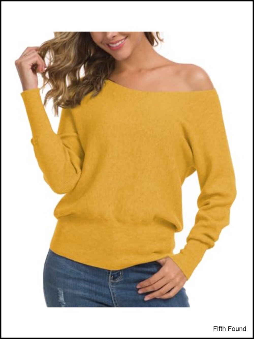 Off Shoulder Sweater Long Sleeve Loose Pullover Knit Jumper